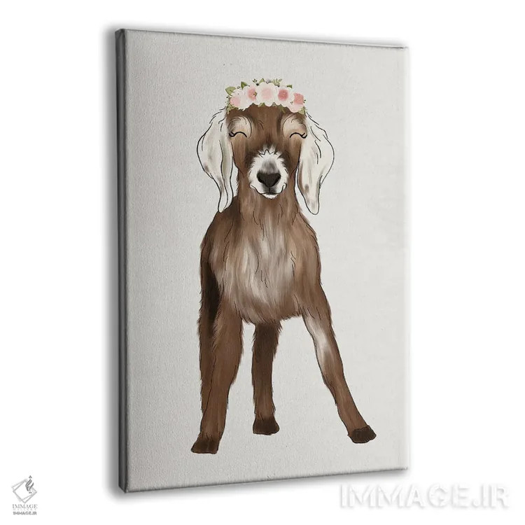 تابلو دکوراتیو بزغاله با تاج گل اثر کیتی برایانت - نمای پرسپکتیو محصول