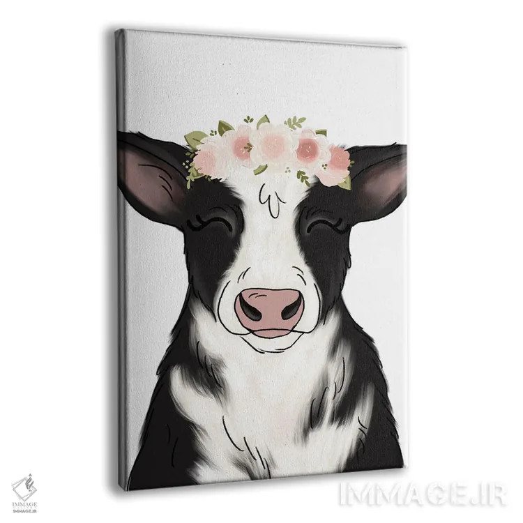 تابلو دکوراتیو گاو با تاج گل اثر کیتی برایانت - نمای پرسپکتیو محصول