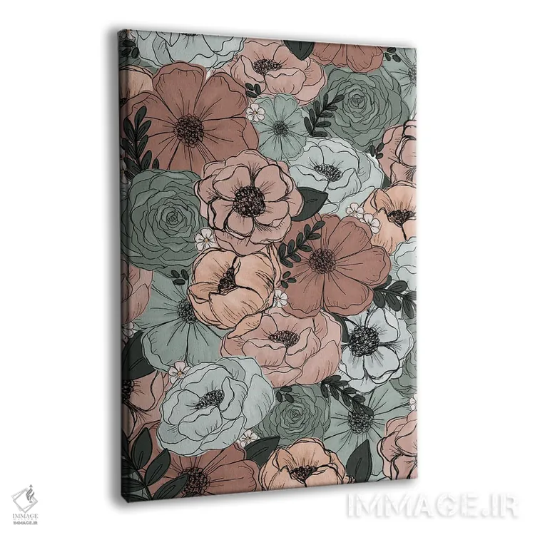 تابلو دکوراتیو گل های هلویی نعنایی اثر کیتی برایانت - نمای پرسپکتیو محصول