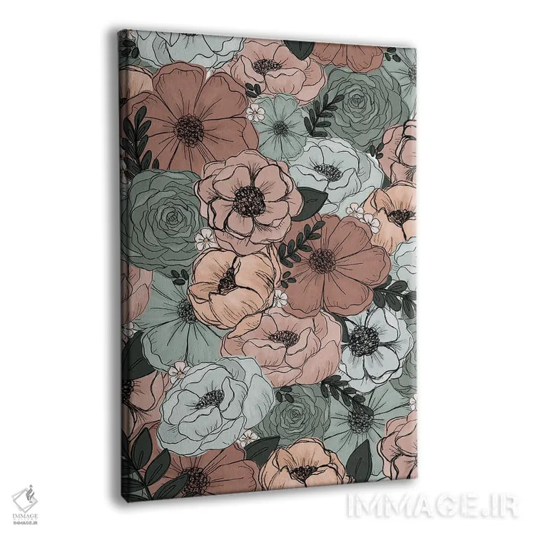 تابلو دکوراتیو گل های هلویی نعنایی اثر کیتی برایانت - نمای پرسپکتیو محصول