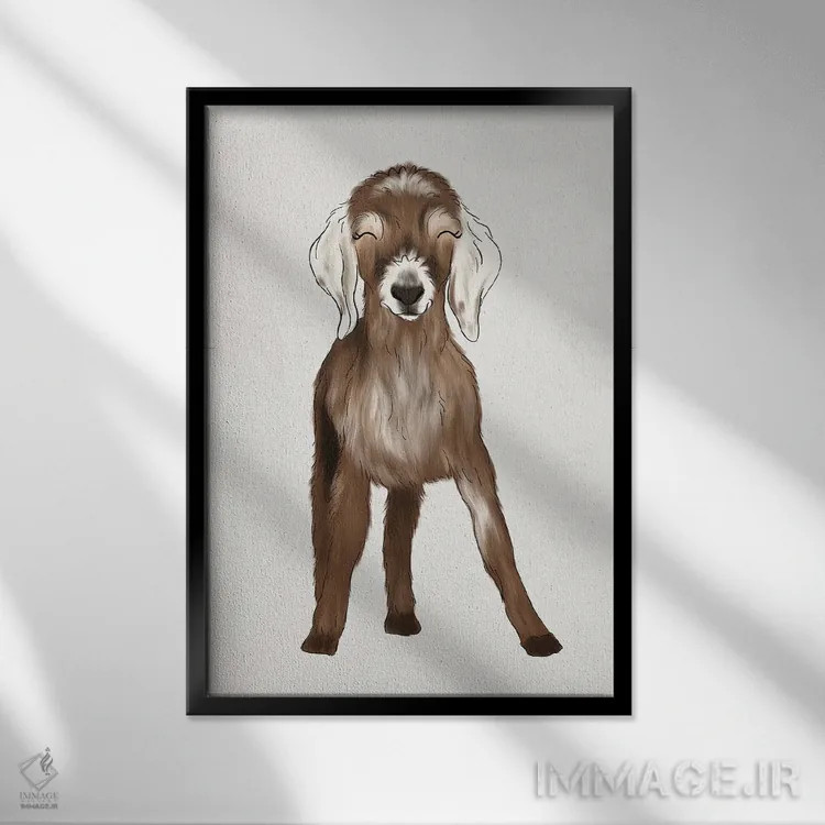 تابلو دکوراتیو بزغاله اثر کیتی برایانت - نمای قابدار مشکی