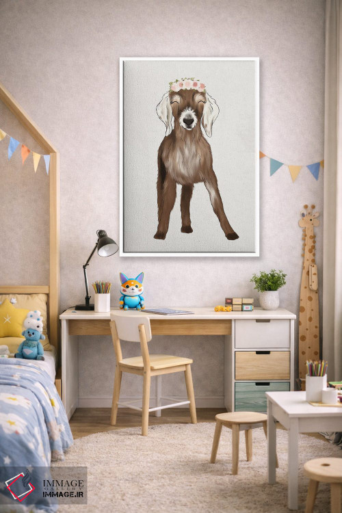 تابلو دکوراتیو بزغاله با تاج گل اثر کیتی برایانت - D1W