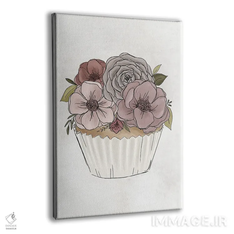 تابلو دکوراتیو کاپ کیک گل دار اثر کیتی برایانت - نمای پرسپکتیو محصول