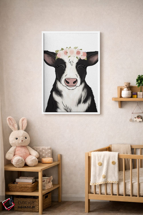 تابلو دکوراتیو گاو با تاج گل اثر کیتی برایانت - D3W