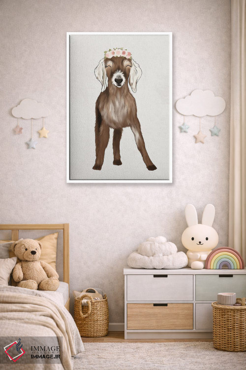 تابلو دکوراتیو بزغاله با تاج گل اثر کیتی برایانت - D3W