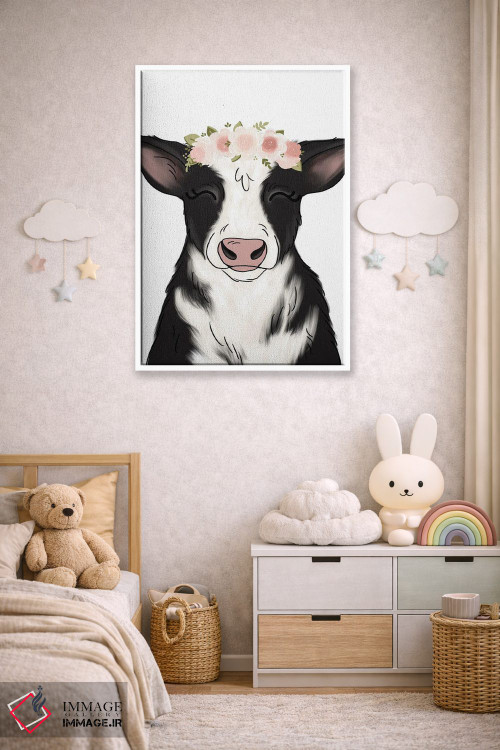 تابلو دکوراتیو گاو با تاج گل اثر کیتی برایانت - D4W