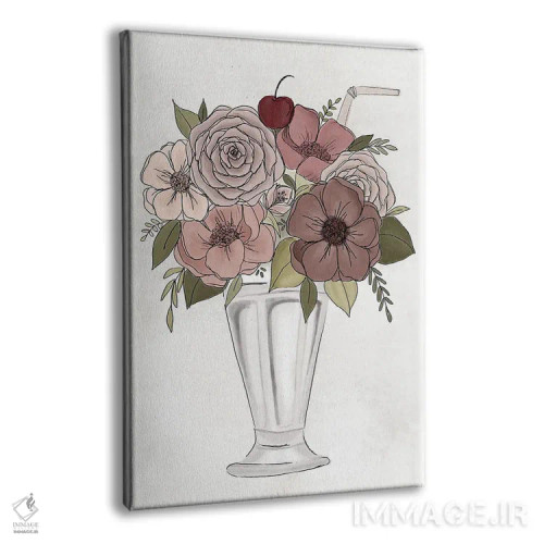 تابلو دکوراتیو میلک شیک گل دار اثر کیتی برایانت - نمای پرسپکتیو محصول