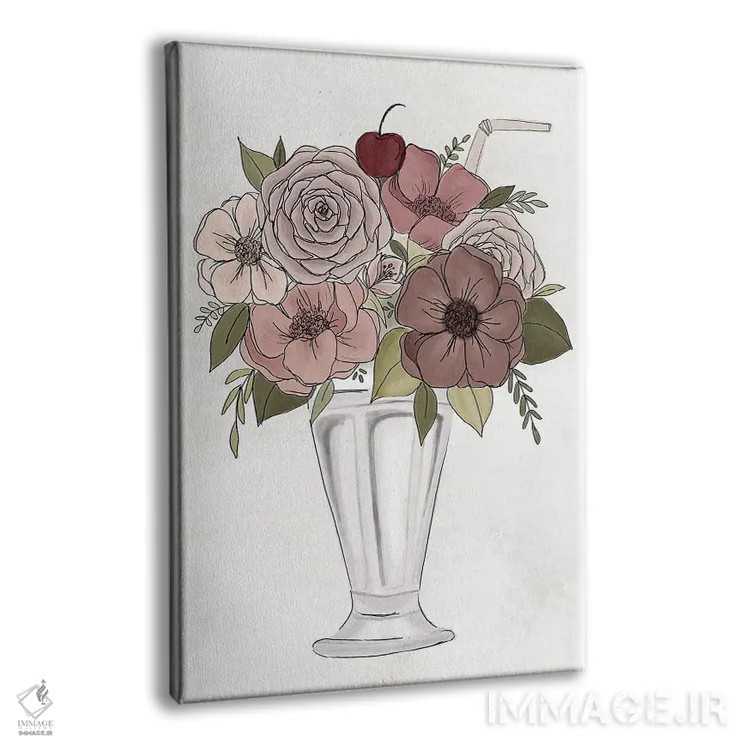 تابلو دکوراتیو میلک شیک گل دار اثر کیتی برایانت - نمای پرسپکتیو محصول