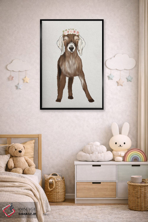 تابلو دکوراتیو بزغاله با تاج گل اثر کیتی برایانت - D6B