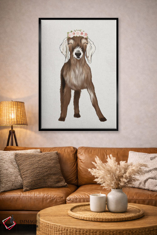 تابلو دکوراتیو بزغاله با تاج گل اثر کیتی برایانت - D5B