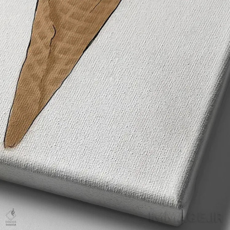 تابلو دکوراتیو بستنی قیفی گل دار اثر کیتی برایانت - نمای نزدیک بافت بوم