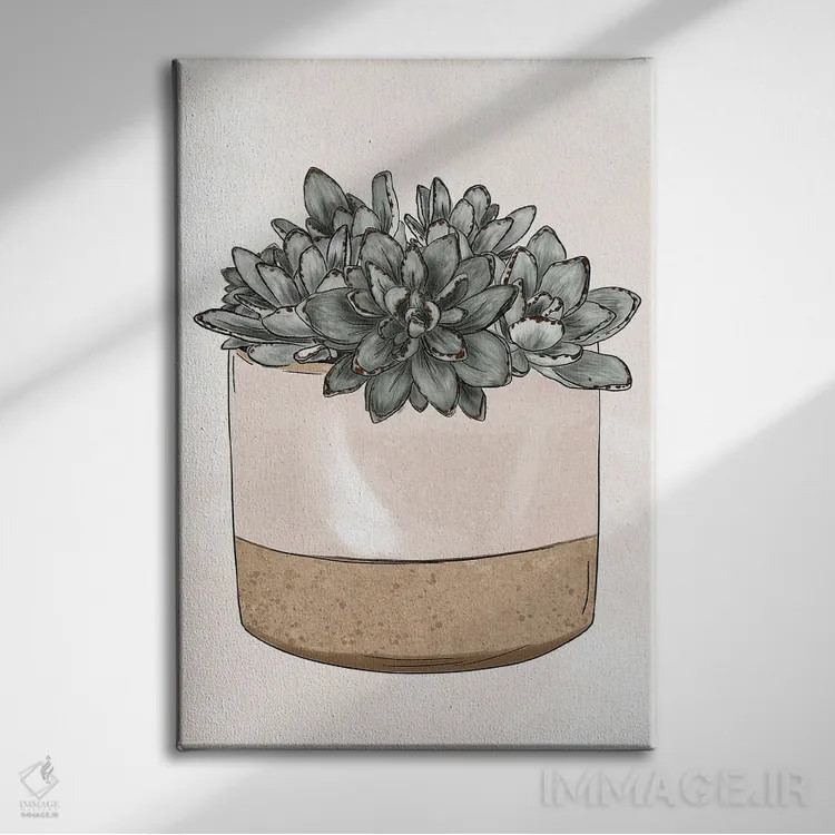 تابلو دکوراتیو ساکولنت های گلدانی اثر کیتی برایانت - نمای روبهرو روی دیوار