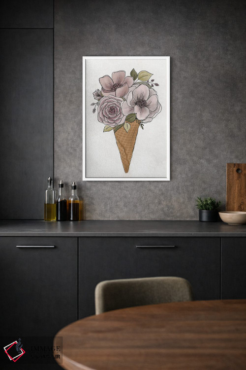 تابلو دکوراتیو بستنی قیفی گل دار اثر کیتی برایانت - D1W