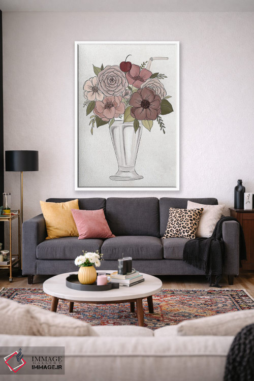 تابلو دکوراتیو میلک شیک گل دار اثر کیتی برایانت - D1W