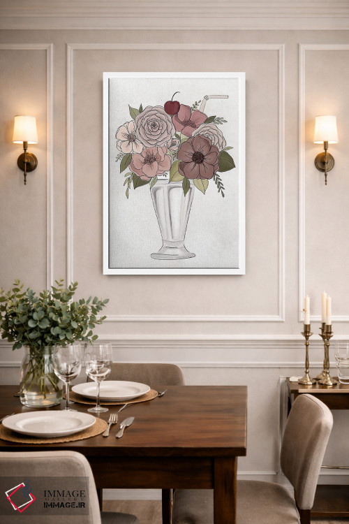 تابلو دکوراتیو میلک شیک گل دار اثر کیتی برایانت - D2W