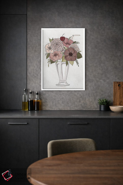 تابلو دکوراتیو میلک شیک گل دار اثر کیتی برایانت - D3W
