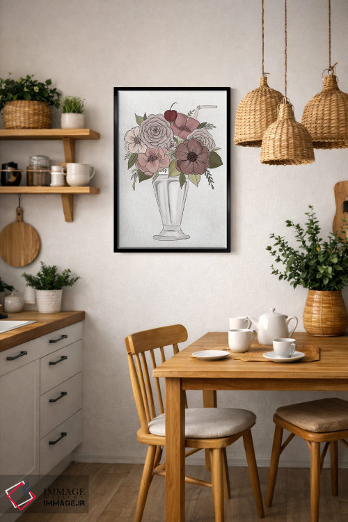 تابلو دکوراتیو میلک شیک گل دار اثر کیتی برایانت - D6B