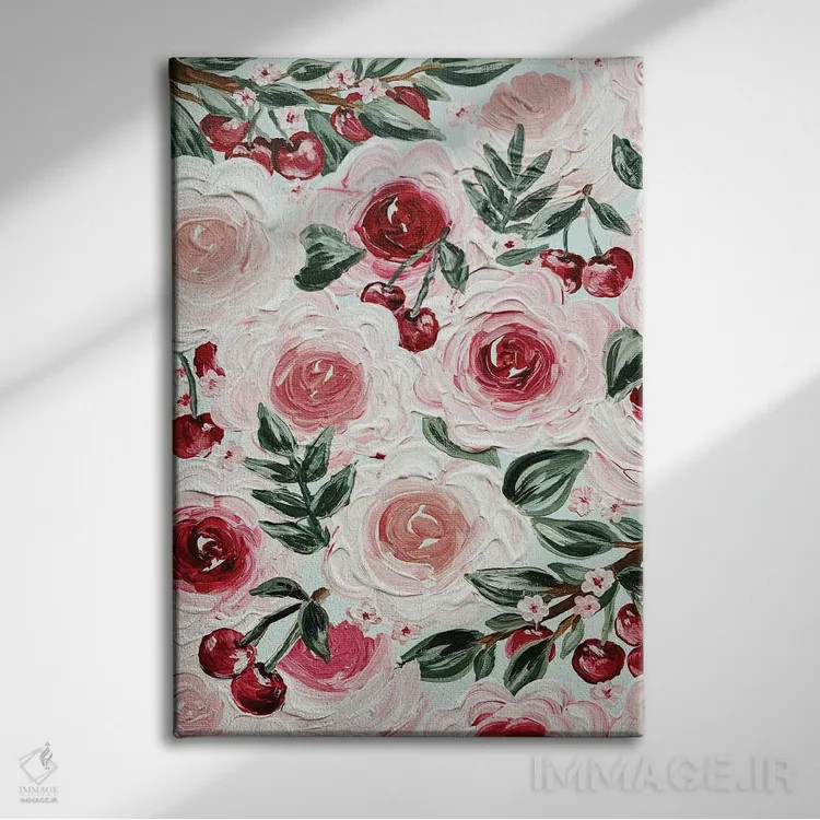 تابلو مدرن گل های گیلاس اثر کیتی برایانت - نمای روبهرو روی دیوار