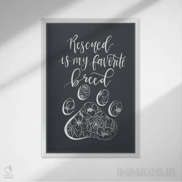 تابلو دکوراتیو "نجات یافته" نژاد مورد علاقه من است اثر کیتی برایانت - نمای قابدار سفید