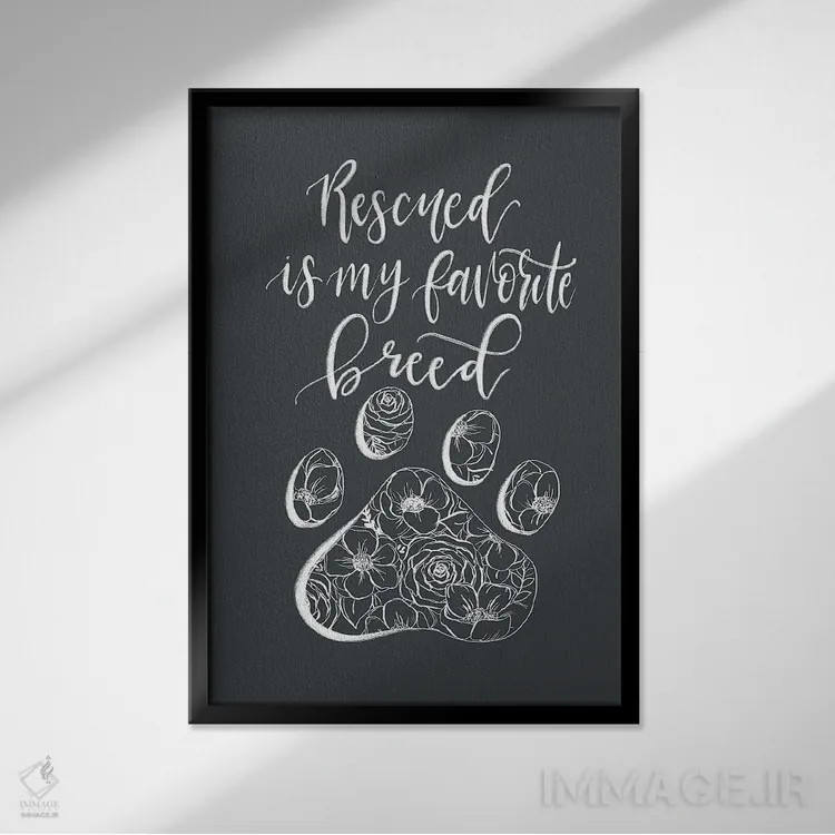 تابلو دکوراتیو "نجات یافته" نژاد مورد علاقه من است اثر کیتی برایانت - نمای قابدار مشکی