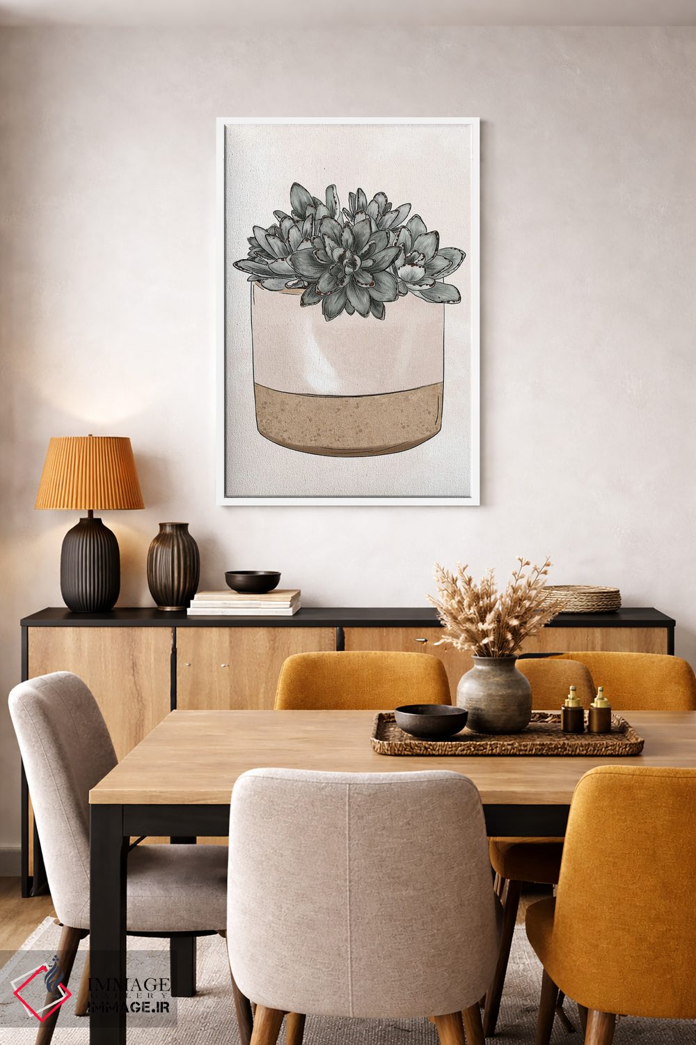 تابلو دکوراتیو ساکولنت های گلدانی اثر کیتی برایانت - D4W