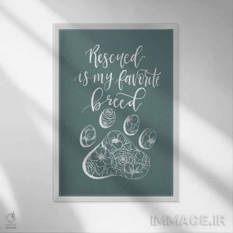 تابلو دکوراتیو "نجات یافته" نژاد مورد علاقه من است اثر کیتی برایانت - نمای قابدار سفید