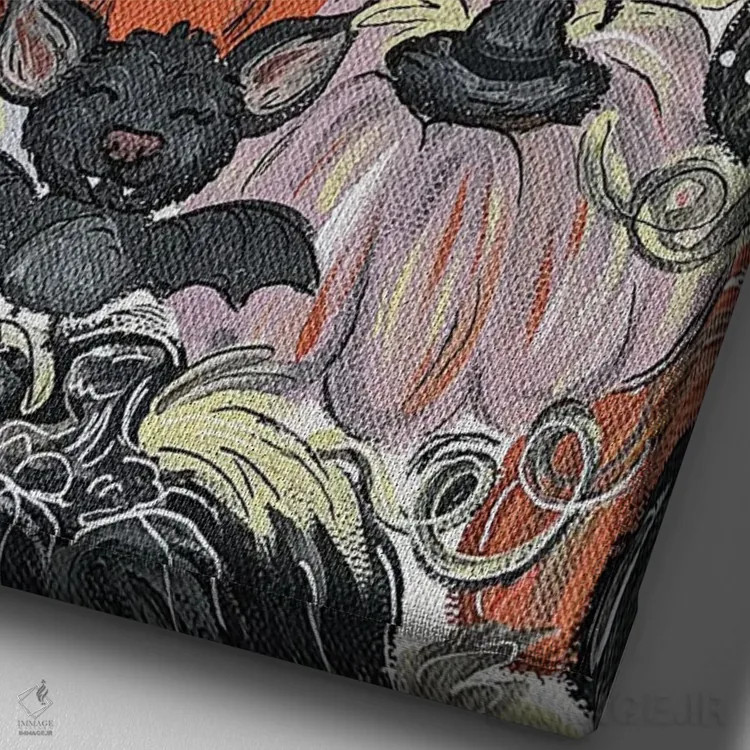 تابلو دکوراتیو کدوهای ترسناک با الگوی خاص اثر کیتی برایانت - نمای نزدیک بافت بوم