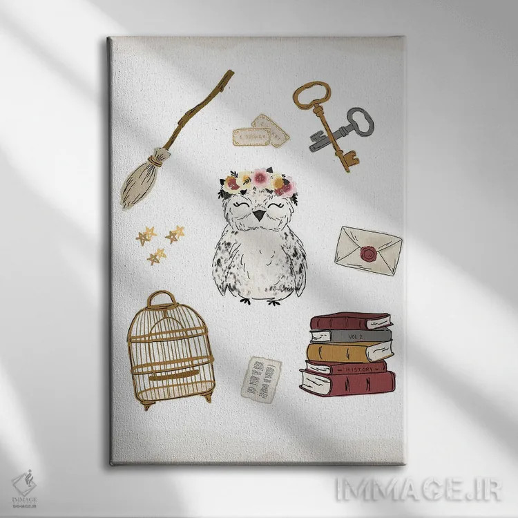 تابلو دکوراتیو جغد جادویی اثر کیتی برایانت - نمای روبهرو روی دیوار