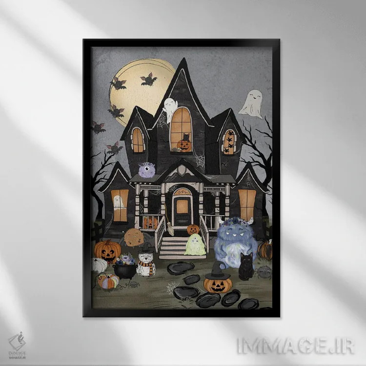 تابلو دکوراتیو دوستان خانه تسخیرشده اثر کیتی برایانت - نمای قابدار مشکی