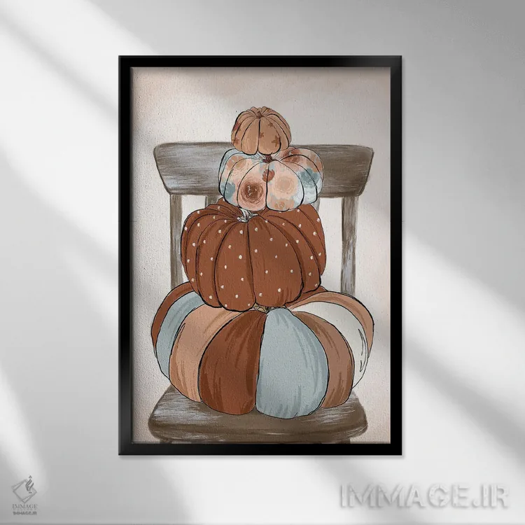 تابلو دکوراتیو کدوهای زیبا اثر کیتی برایانت - نمای قابدار مشکی