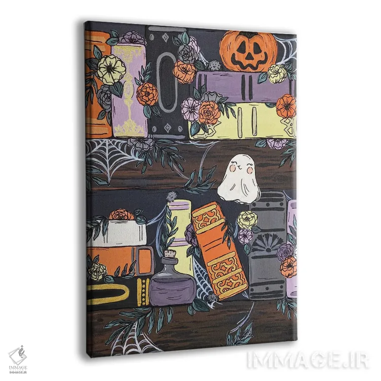 تابلو دکوراتیو قفسه کتاب ترسناک اثر کیتی برایانت - نمای پرسپکتیو محصول