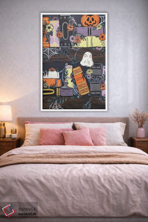 تابلو دکوراتیو قفسه کتاب ترسناک اثر کیتی برایانت - D1W