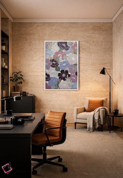 تابلو دکوراتیو گل های بنفش اثر کیتی برایانت - D5W