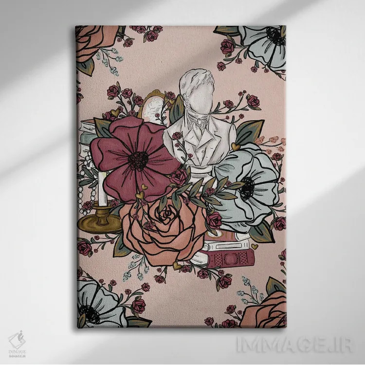 تابلو دکوراتیو گل های داستان عاشقانه اثر کیتی برایانت - نمای روبهرو روی دیوار