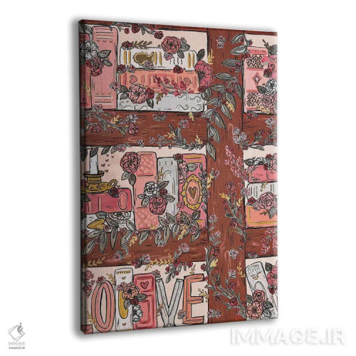 تابلو دکوراتیو قفسه کتاب داستان عاشقانه اثر کیتی برایانت - نمای پرسپکتیو محصول