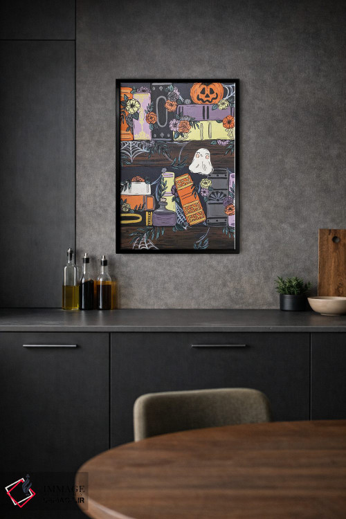 تابلو دکوراتیو قفسه کتاب ترسناک اثر کیتی برایانت - D2B