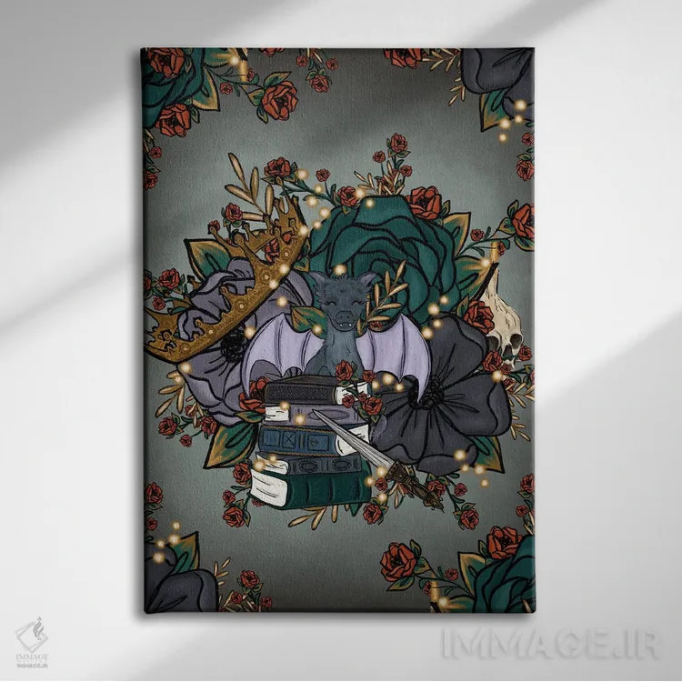 تابلو دکوراتیو گل های فانتزی اثر کیتی برایانت - نمای روبهرو روی دیوار