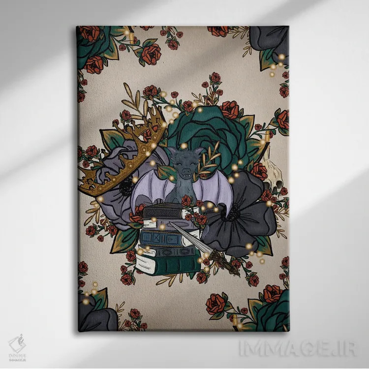 تابلو دکوراتیو گل های فانتزی اثر کیتی برایانت - نمای روبهرو روی دیوار