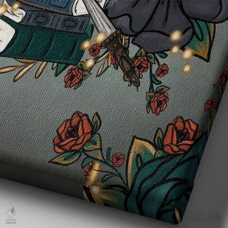 تابلو دکوراتیو گل های فانتزی اثر کیتی برایانت - نمای نزدیک بافت بوم