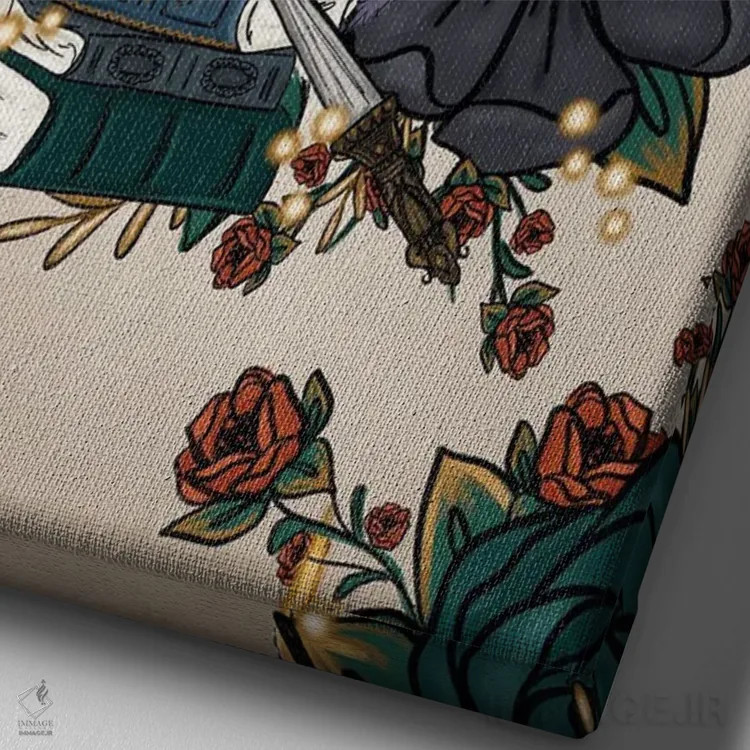 تابلو دکوراتیو گل های فانتزی اثر کیتی برایانت - نمای نزدیک بافت بوم