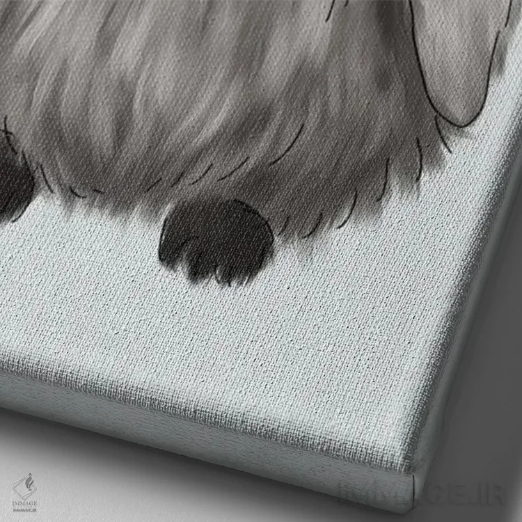 تابلو دکوراتیو پنگوئن نوزاد با تاج گل اثر کیتی برایانت - نمای نزدیک بافت بوم