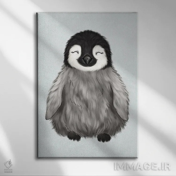 تابلو دکوراتیو پنگوئن نوزاد اثر کیتی برایانت - نمای روبهرو روی دیوار