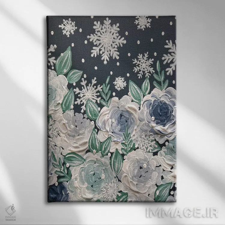 تابلو دکوراتیو گل های برفی اثر کیتی برایانت - نمای روبهرو روی دیوار