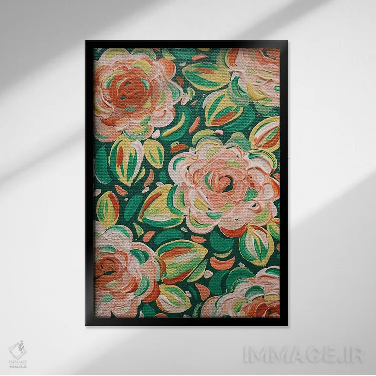 تابلو دکوراتیو گل های مرکباتی اثر کیتی برایانت - نمای قابدار مشکی