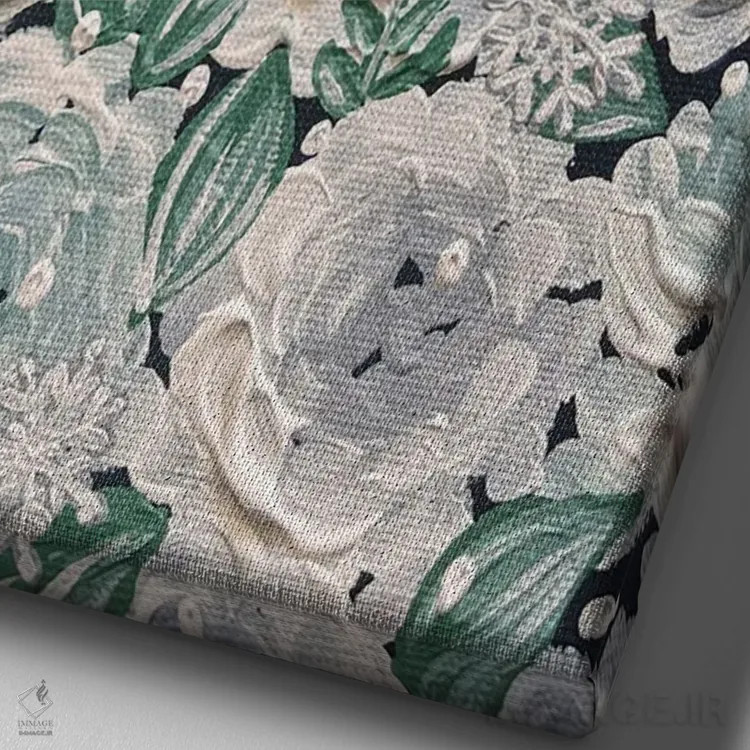 تابلو دکوراتیو گل های برفی اثر کیتی برایانت - نمای نزدیک بافت بوم