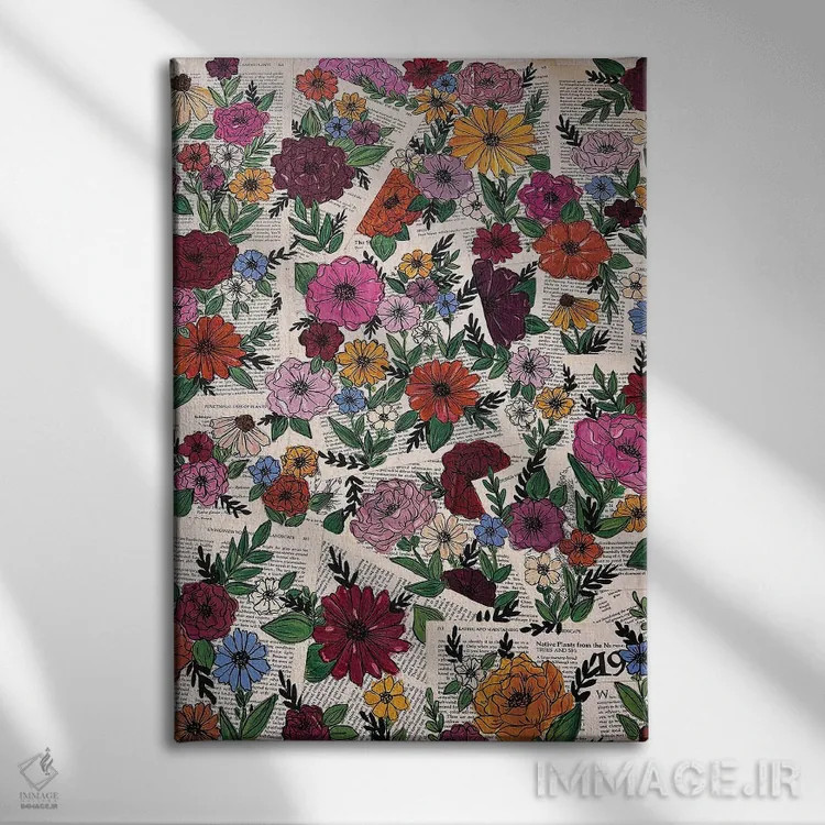 تابلو دکوراتیو باغ صفحه کتاب رنگارنگ اثر کیتی برایانت - نمای روبهرو روی دیوار