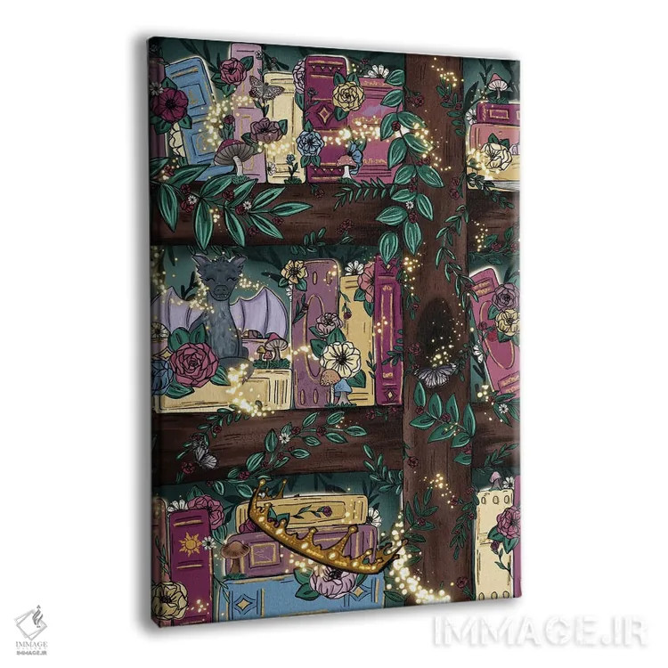 تابلو دکوراتیو قفسه کتاب جنگل افسانه ای اثر کیتی برایانت - نمای پرسپکتیو محصول