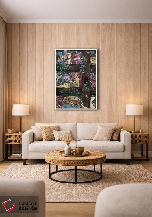 تابلو دکوراتیو قفسه کتاب جنگل افسانه ای اثر کیتی برایانت - D1W