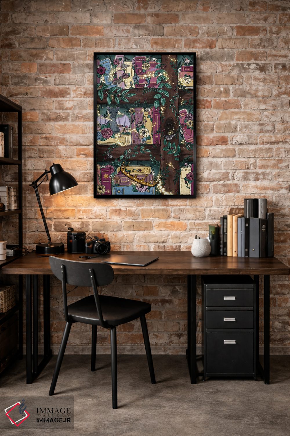 تابلو دکوراتیو قفسه کتاب جنگل افسانه ای اثر کیتی برایانت - D4B