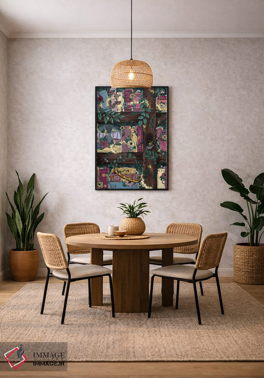 تابلو دکوراتیو قفسه کتاب جنگل افسانه ای اثر کیتی برایانت - D5B